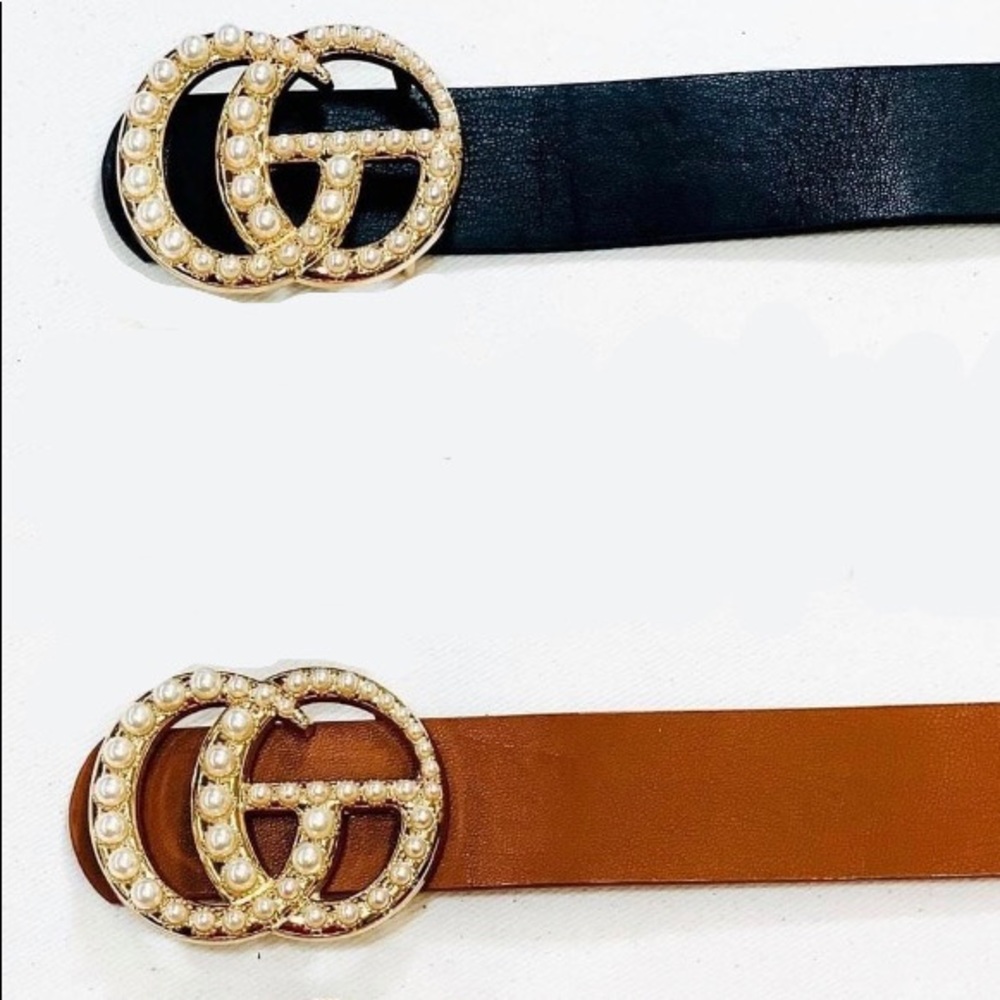 Brown Double G Pearl Belt
